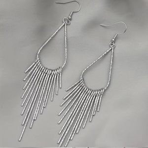 Silver plated boho water-drop tassel earrings